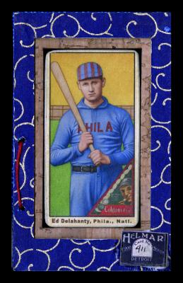 Picture, Helmar Brewing, T206-Helmar Card # 411, Ed DELAHANTY (HOF), Striped cap, Philadelphia Phillies